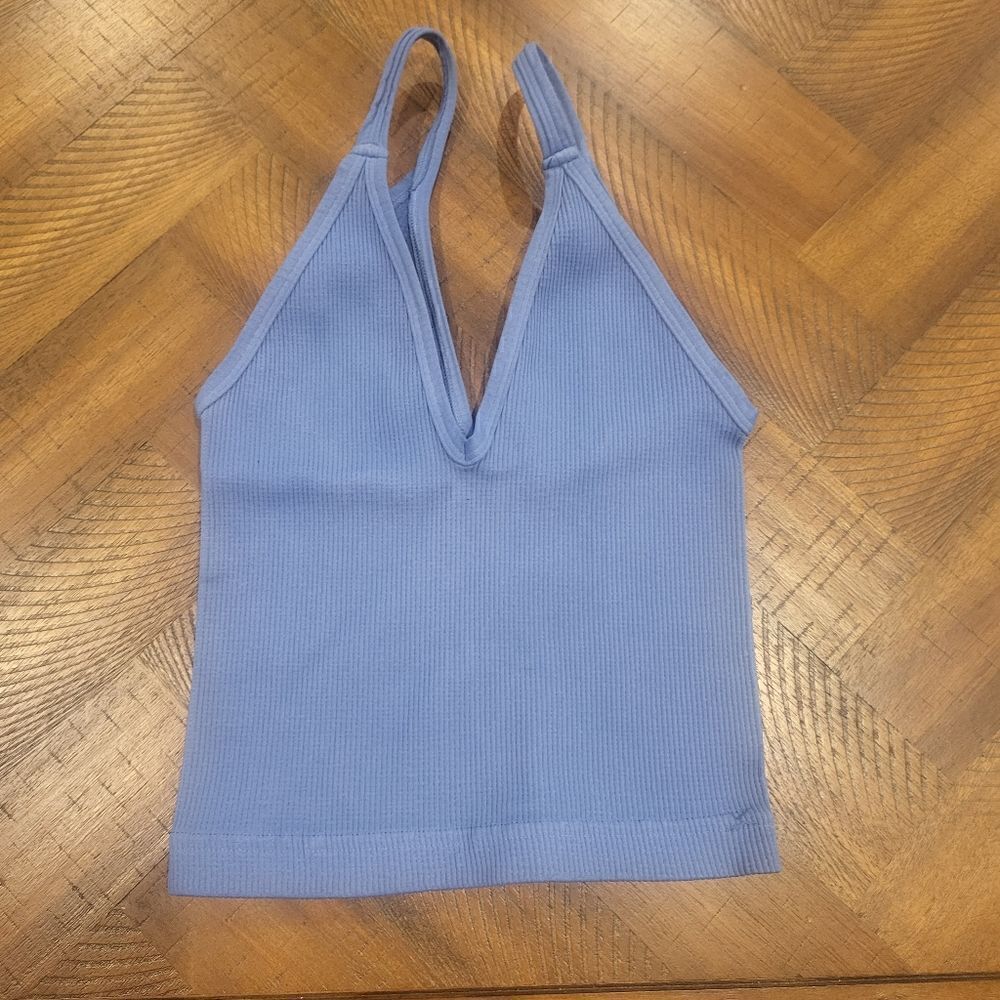 Free People Happiness Runs V-Neck Tank Blue XS/S - Picture 1 of 4